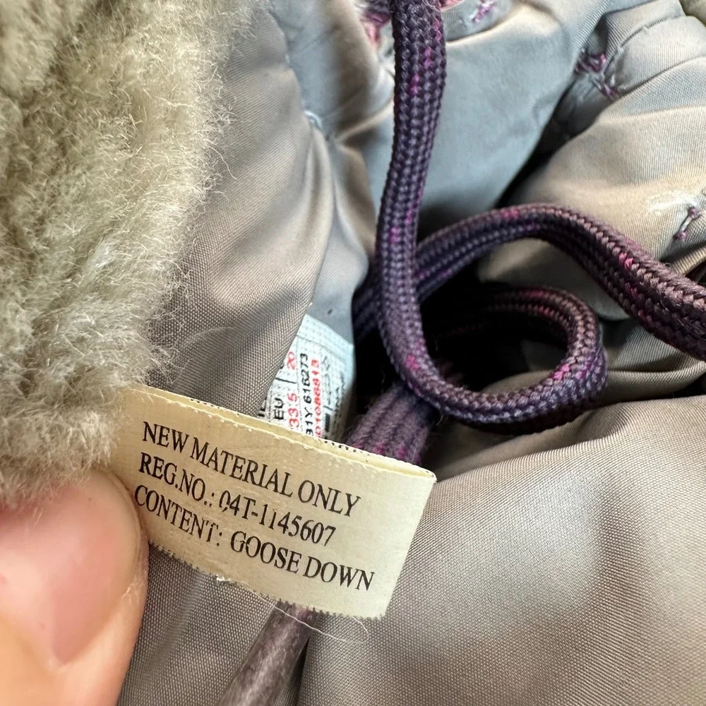 The North Face Snow Boots Kids 1 Purple Faux Fur Trim Quilted Winter Gorpcore